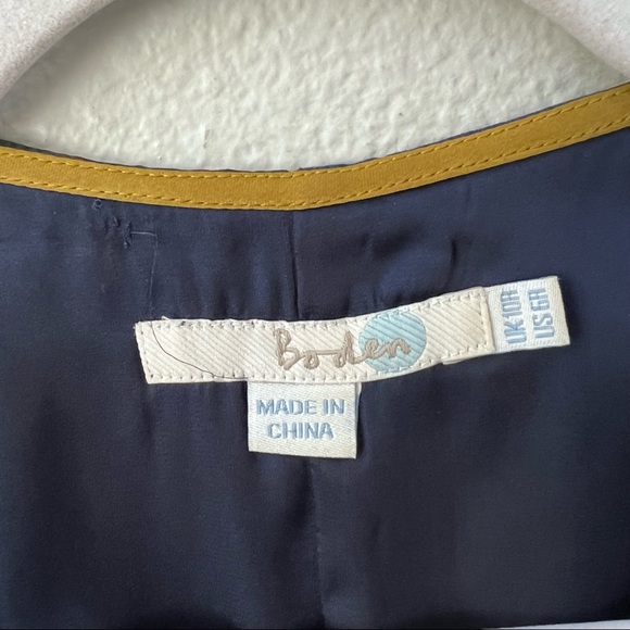 BODEN blue graphic design 3/4 sleeve knee length tea garden party dress womens 6 - Picture 7 of 8